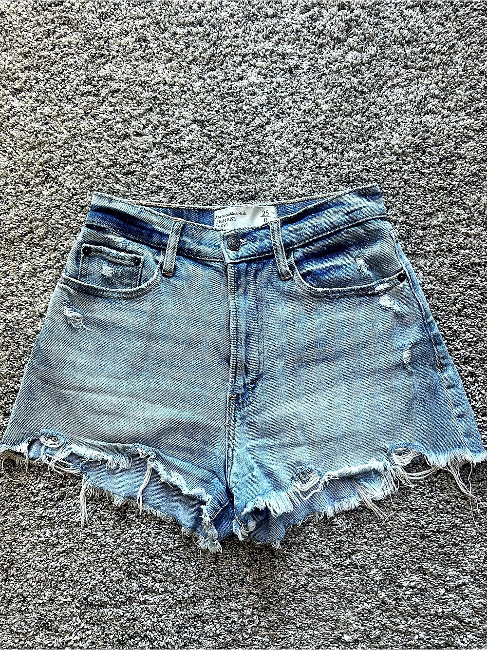 Abercrombie & Fitch High Rise Denim Shorts Waist 25 Blue